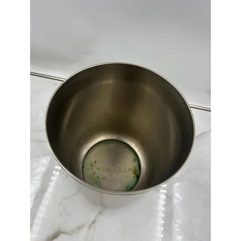 Vintage Brushed Silver Trash Can Bin Beaded Rim Made in India